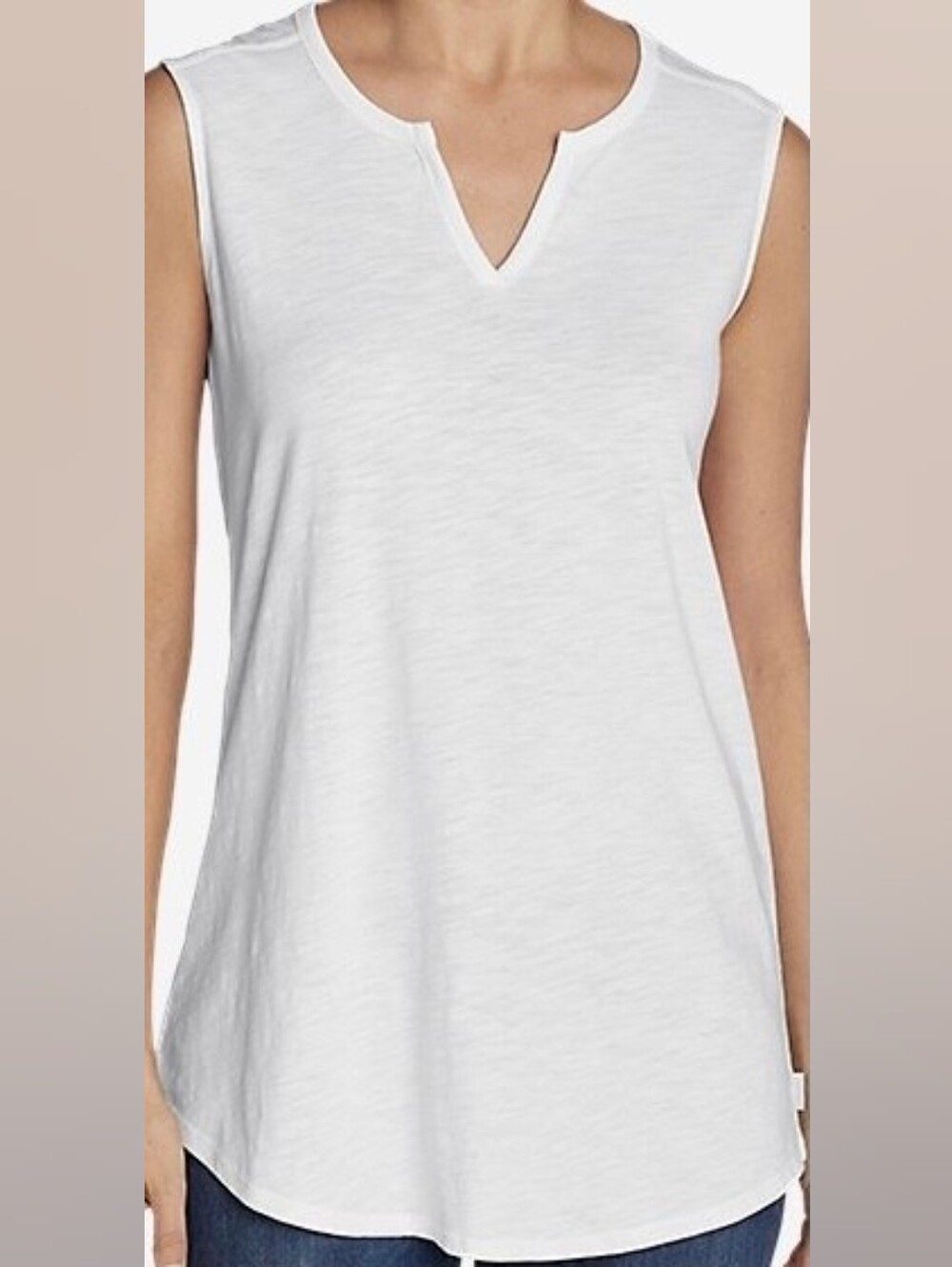 Eddie Bauer Travex White Cotton Tencel Tank Top Womens XL Lightweight Breezy